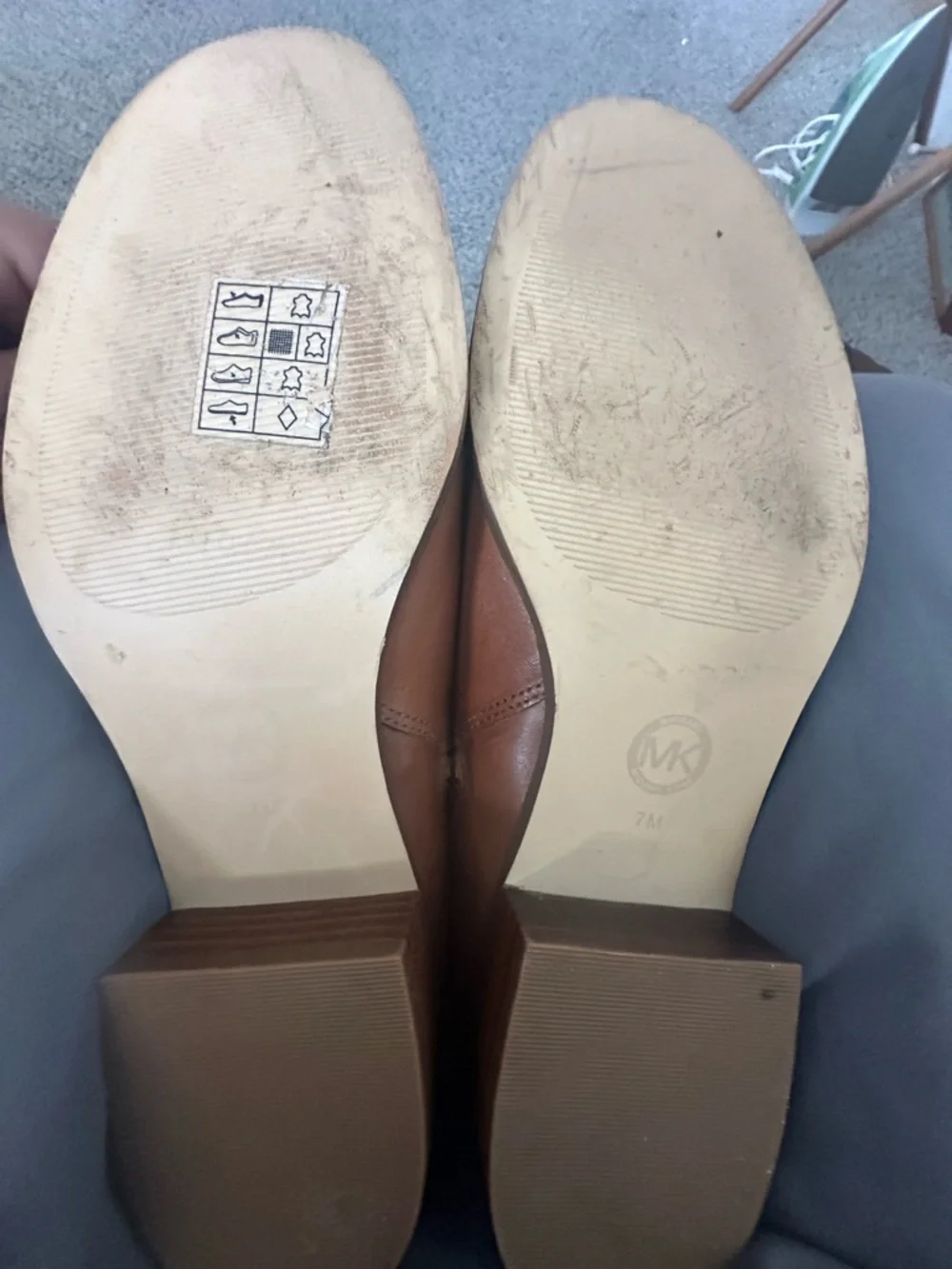 Michael Kors Brown Leather Riding Boots with Gold MK Emblem - Picture 4 of 10